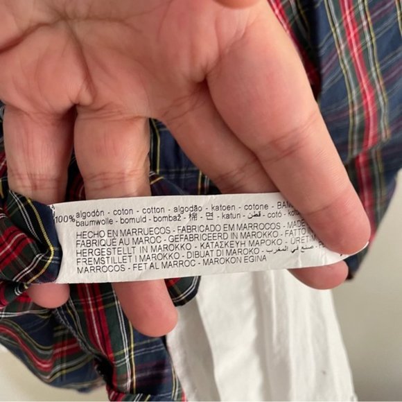 Zara basic women’s half plaid half plain white button down shirt size medium - Picture 9 of 9